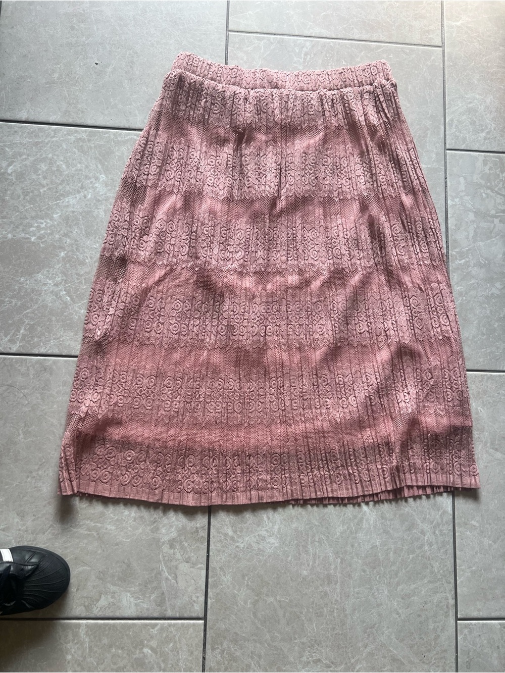 Faith and Joy Dusty Rose Lace Midi Skirt